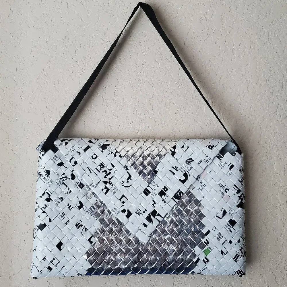 Upcycled Eco Friendly Braided Crossbody Bag Recycled Materials